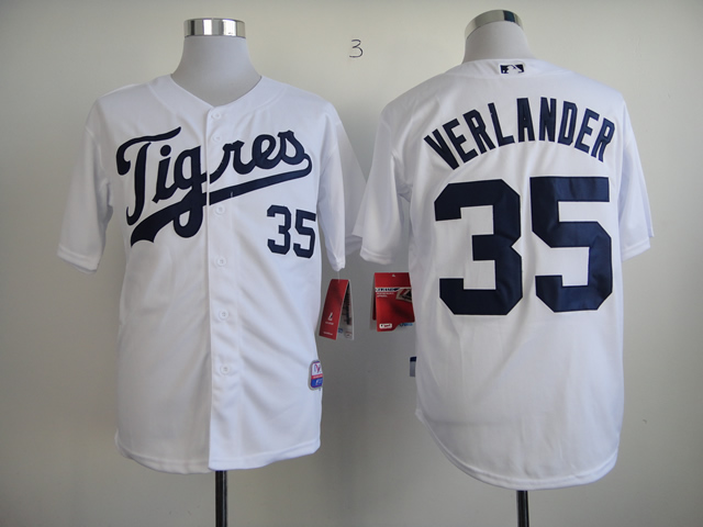 Men Detroit Tigers #35 Verlander White MLB Jerseys->detroit tigers->MLB Jersey